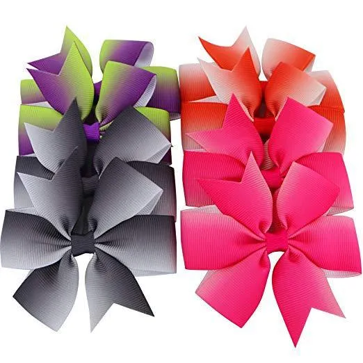 40 adet 3'' Grosgrain Kurdele Butik Fiyonklar Klipsli Pinwheel Gökkuşağı Fiyonk Kızlar Çocuklar İçin Saç Fiyonku Saç Aksesuarları_voghion.com