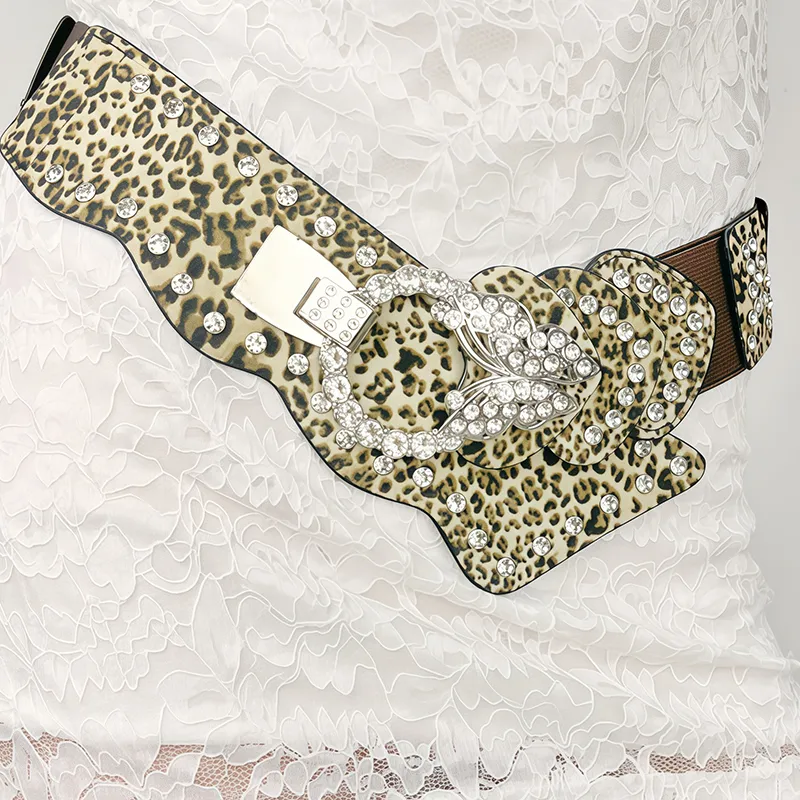 Women's Leopard Print Rhinestone Belt For Elegant Style_voghion.com