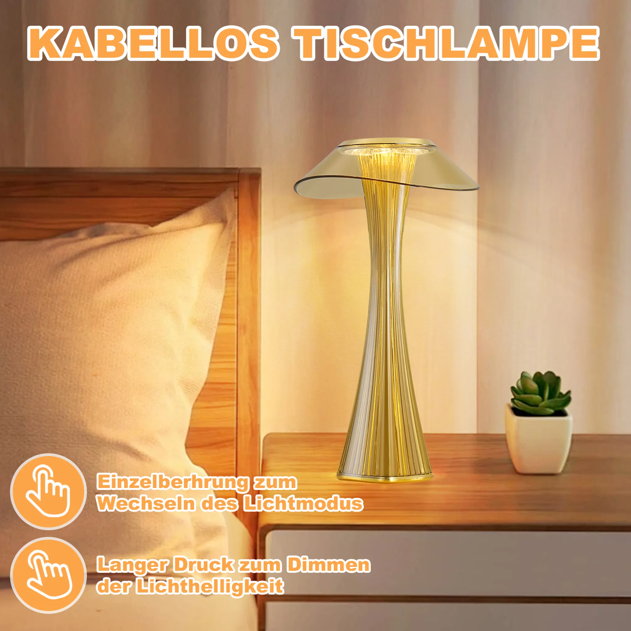 LED Tischlampe Touch Dimmbar - 3000-6500K Weiß Nachttischlampe Mit Akku Innen Und Aussen Beleuchtung Tagbare Tischleuchte Aufladen Mit USB_voghion.com