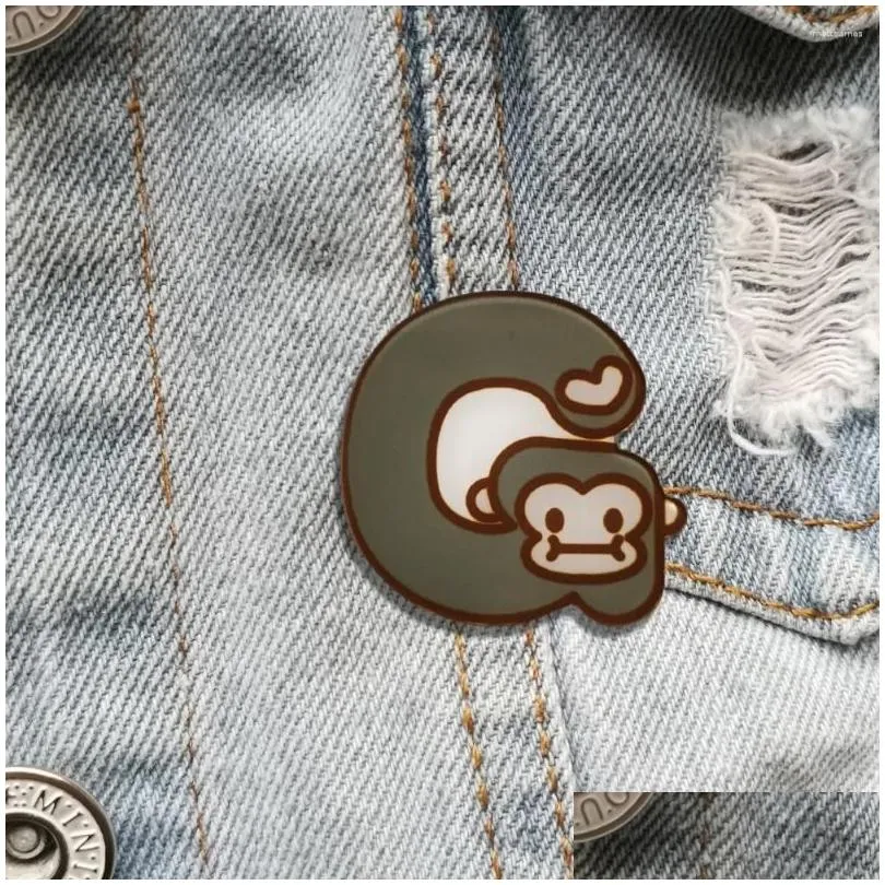 Anstecknadeln, süße Acrylbrosche mit Tiermotiv, Anstecknadeln mit G-Motiv für Rucksäcke, Cartoon-Affe, Hut, Mantel, Zubehör, Schal, Schnalle, Geschenk_voghion.com