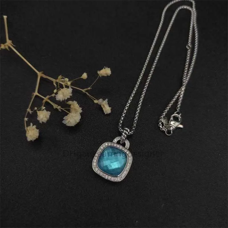 Gemstone Pendant Necklace For Women Elegant Square Design Jewelry_voghion.com