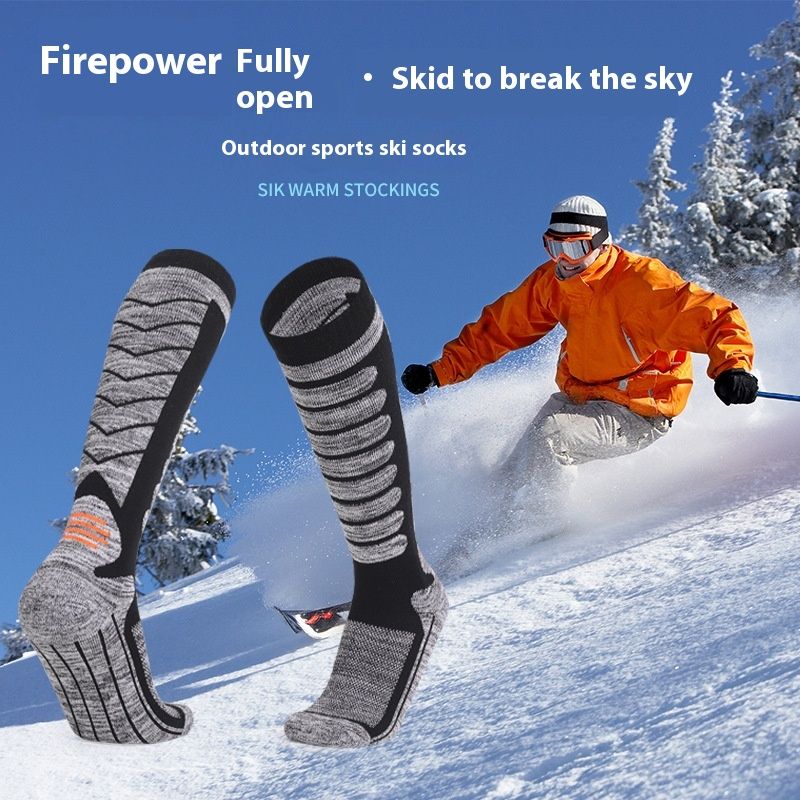 Calzini da sci lunghi per sport all'aria aperta, calzini da alpinismo ispessiti, fondo in asciugamano per assorbimento del sudore, calore e_voghion.com