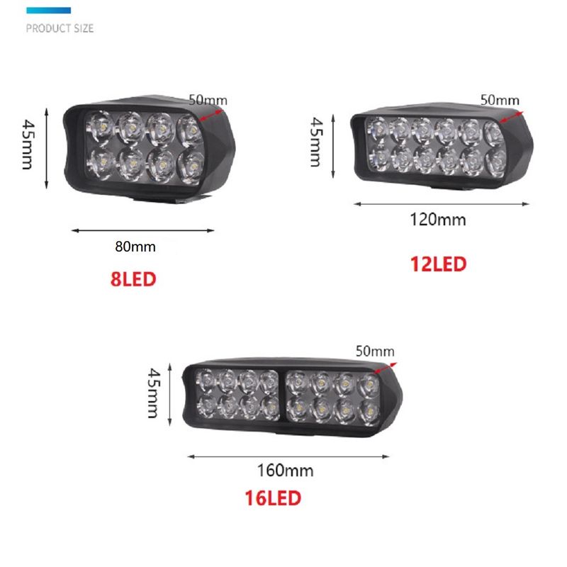 1 τεμ Ηλεκτρονικό ποδήλατο 12V-80V Μπροστινό φως μοτοσυκλέτα ηλεκτρικό ποδήλατο LED Προβολέας Super Bright Τρίκυκλο Φωτιστικό 8/12/16 Led Bicycle_voghion.com