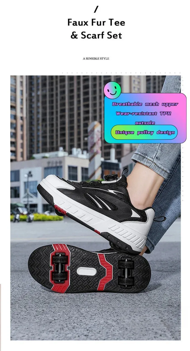 Patins de 4 rodas Deformation Double Row com rodas Tênis de skate de dupla finalidade 240701_voghion.com