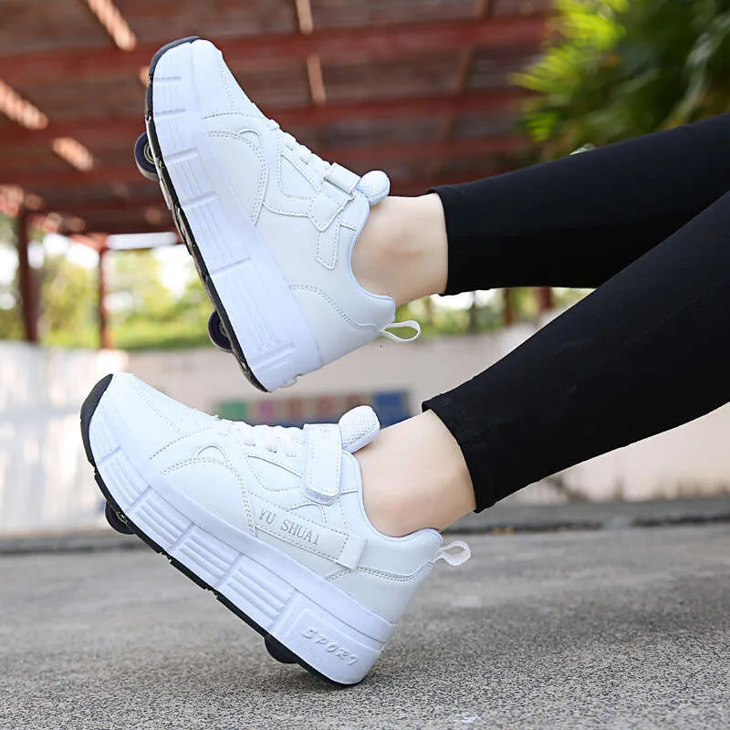 Roller Sneaker Outdoor Indoor Skating Detachable Kids Skates Breathable Blade Boy Flying Shoes Gear White 32_voghion.com