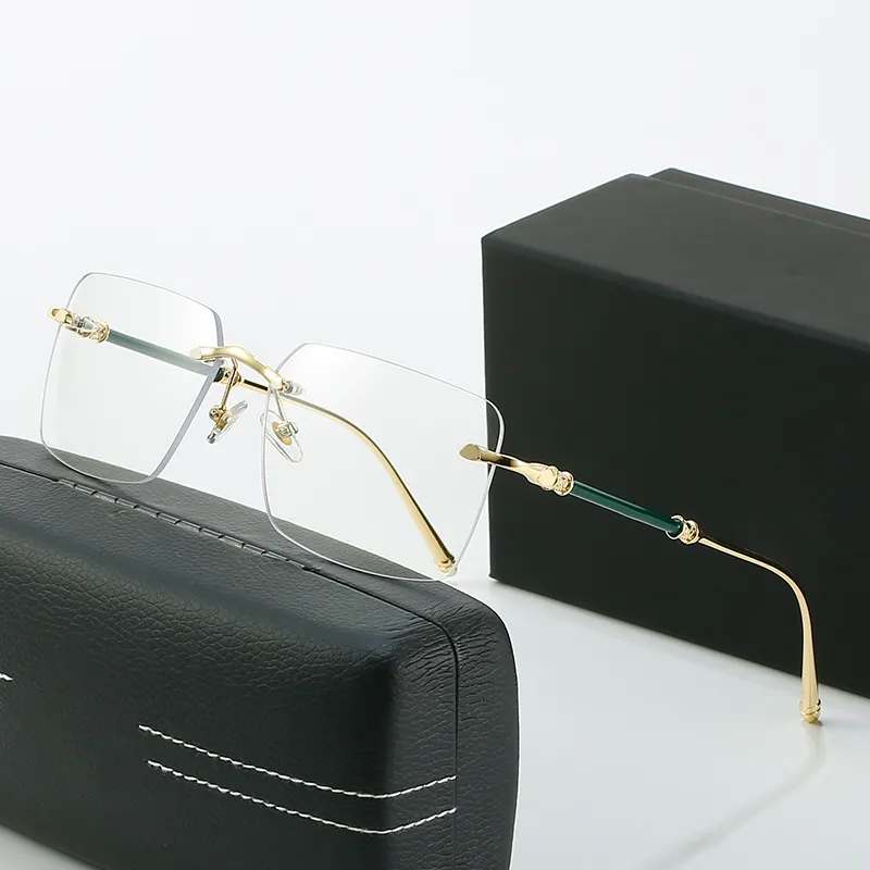 Rimless Square Sunglasses For Men Designer Luxury Gradient Blue_voghion.com