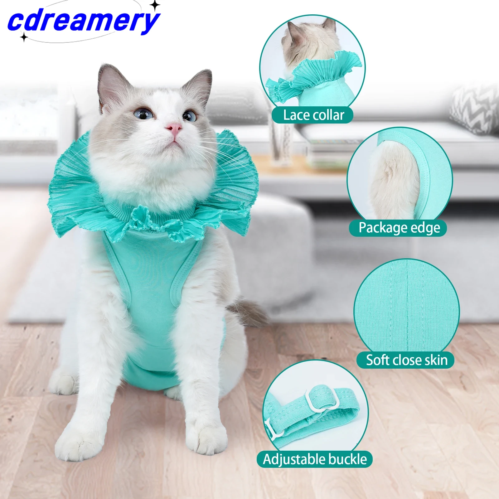 Trajes de recuperação para gatos, trajes de desinfecção pós-operatória, trajes de recuperação pós-operatória anti-lambeduras e trajes de proteção para gatos_voghion.com