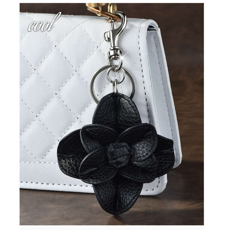 Portachiavi a forma di fiore in pelle, ciondolo per auto alla moda con camelia, accessori per zaino_voghion.com