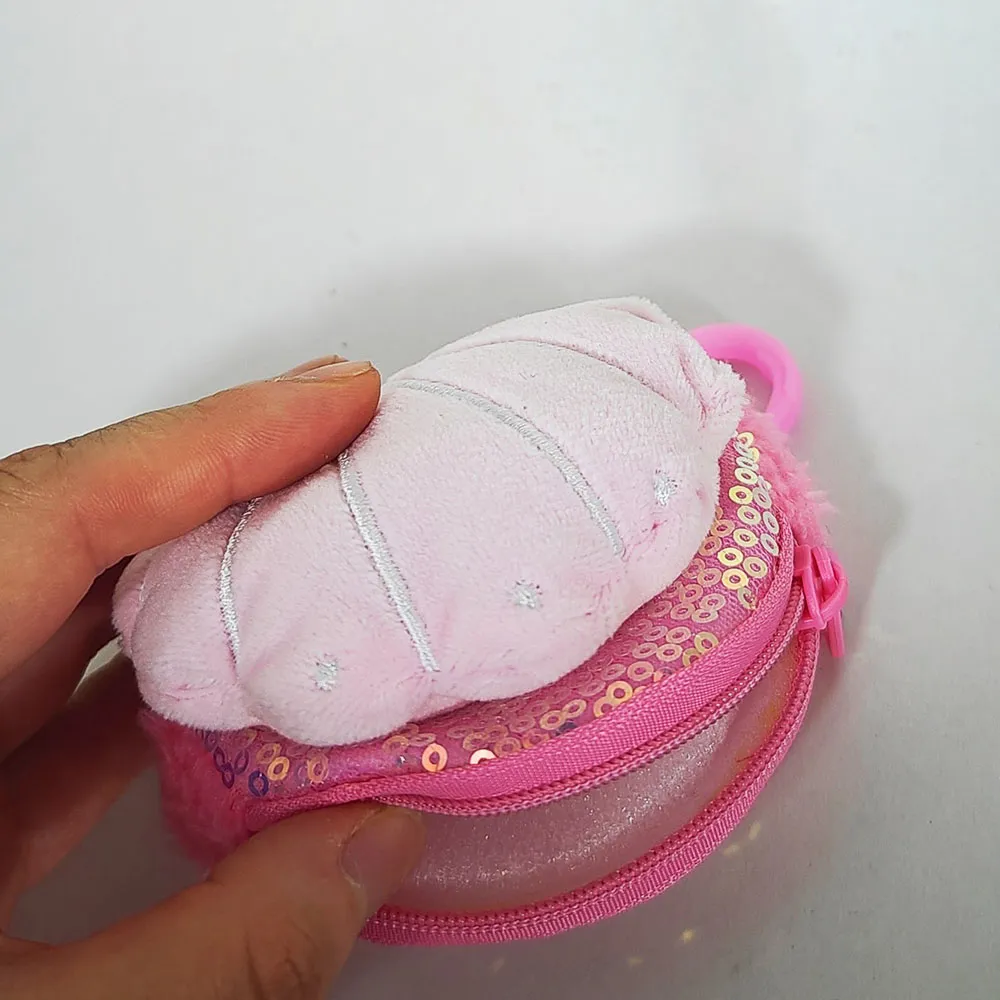 Plush Sequin Shell Coin Purse Girls Cartoon Cute Small Wallet Lipstick Earphone Key Storage Keychain Bag Pendant_voghion.com