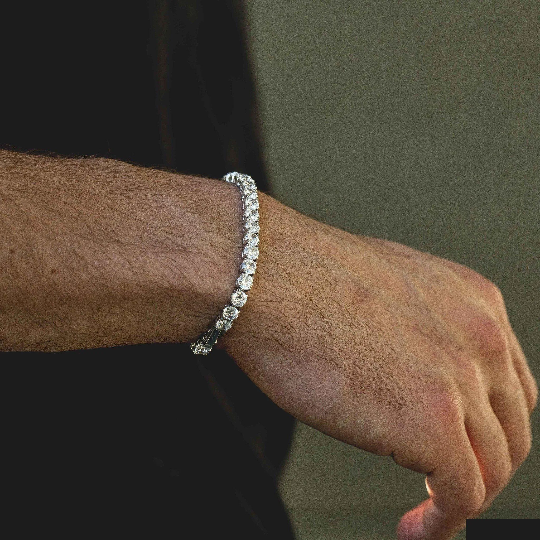 Bracciale tennis con zirconi e perline charm per uomo e donna_voghion.com