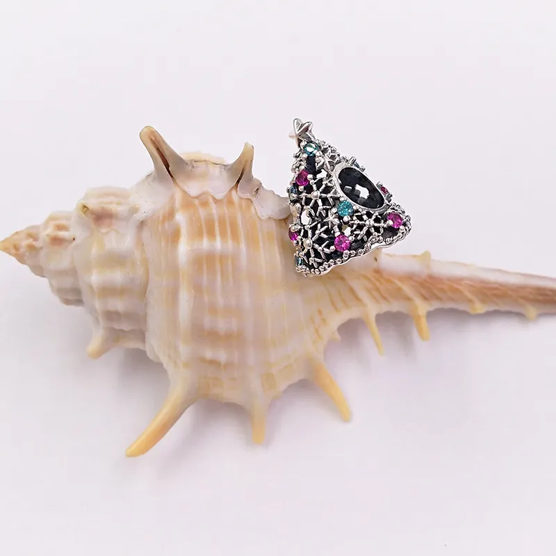 ciondoli creazione di gioielli in argento sterling braccialetto fatto a mano catena kit di perline albero di Natale glitterato collane carine per donne uomini coppia ba_voghion.com