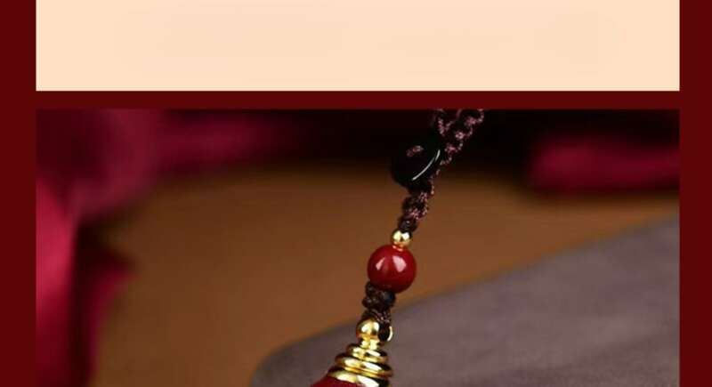 【 8342 People's Collection 】 Hollow Cinnabar Lucky Life Hollow Gourd Necklace Phone Key Pendant, Hollowed Out Red_voghion.com