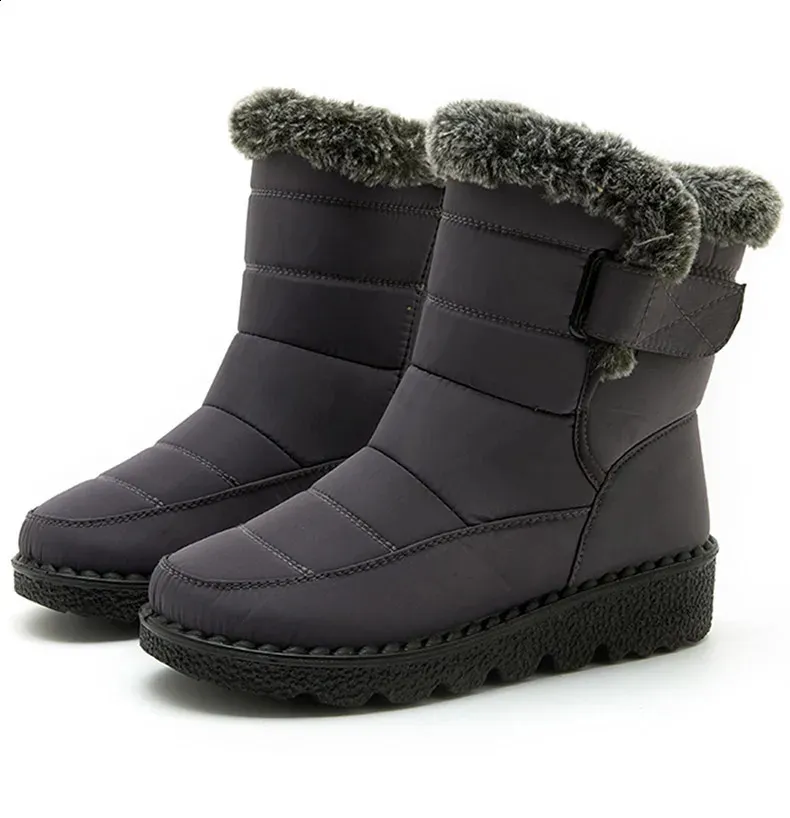 Trend Womens Winter Ankle Low Botas Mujer Waterproof Snow Boots Fur Leather Shoes 241116_voghion.com