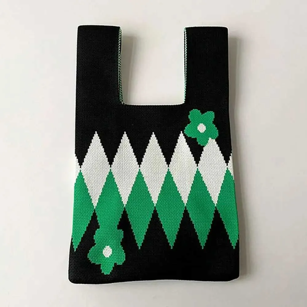 wer handmade knitted knot wrist casual small handbag reusable shopping bag for girls Y241106_voghion.com