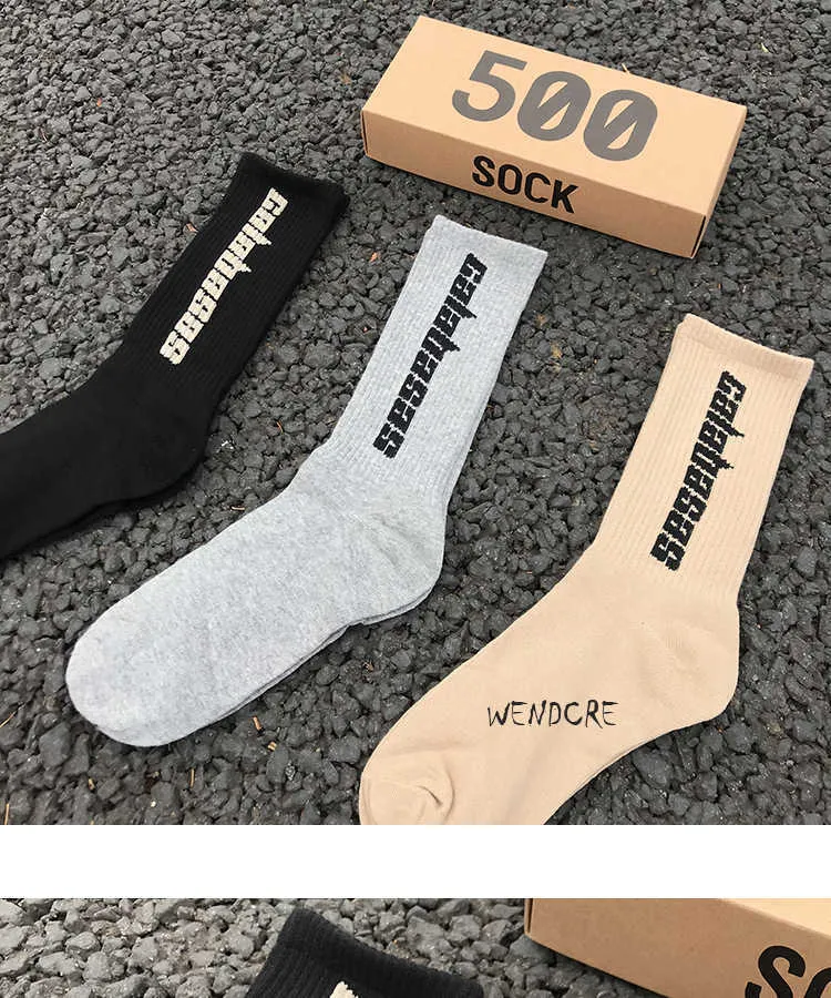 Calcetines Yeezy Personality para hombre y mujer, 3 pares por caja, de la colección Fashion Stock Crew, temporada 6, CALABASAS Soc Match 500 Tidal Youth_voghion.com