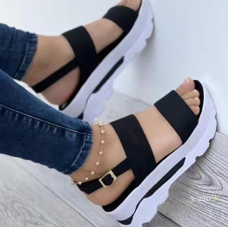Platformsandaler i stor størrelse stil tyksålede sandaler til kvinder med rundtåede platformssandaler med tykke såler_voghion.com