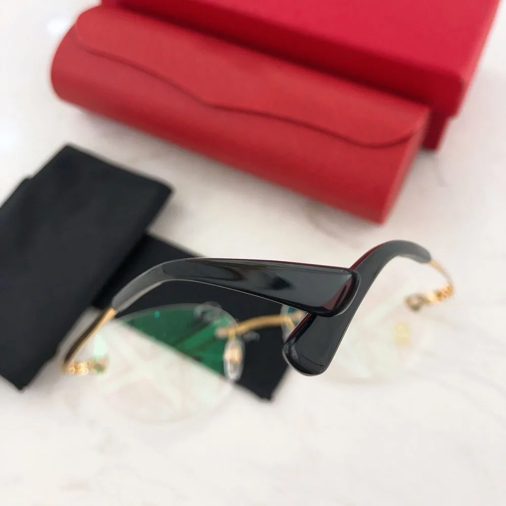 Titanium Optical Glasses Leopard head decoration Frame Rimless Anti blue light Round Classic Men Women Accessories_voghion.com