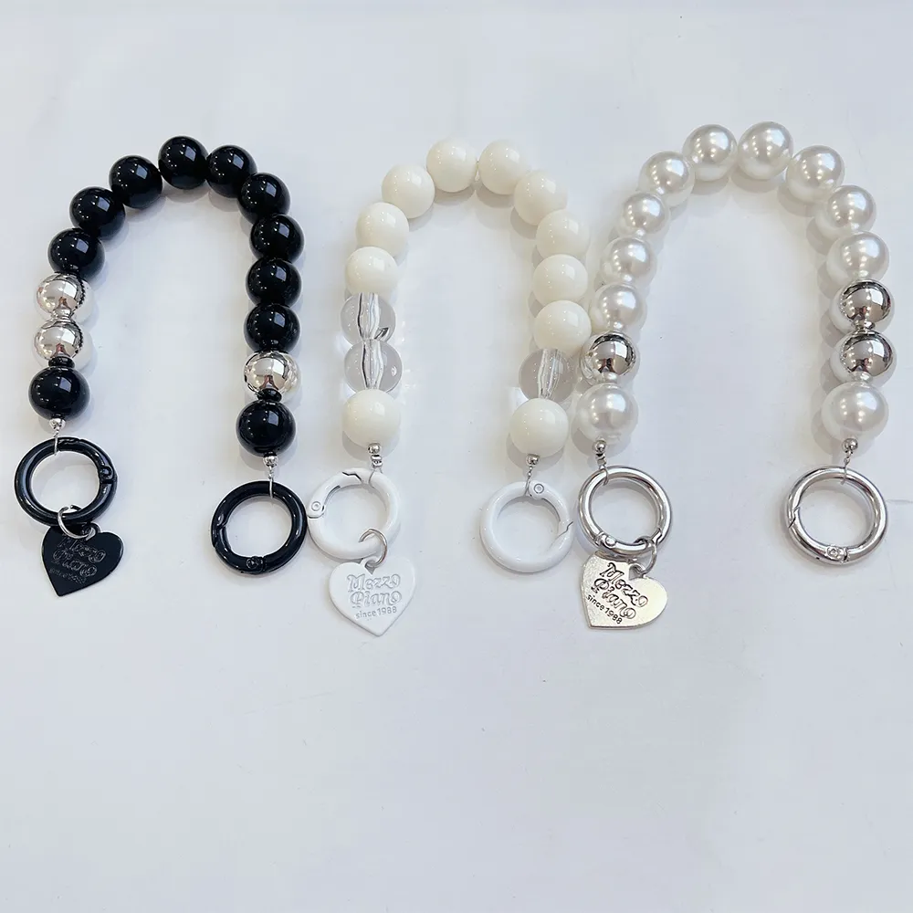 INS Fashion Beaded Lanyard Anti-Lost Bracelet For Mobile Case Wrist Strap Car Keychain Cute Phone Charm_voghion.com