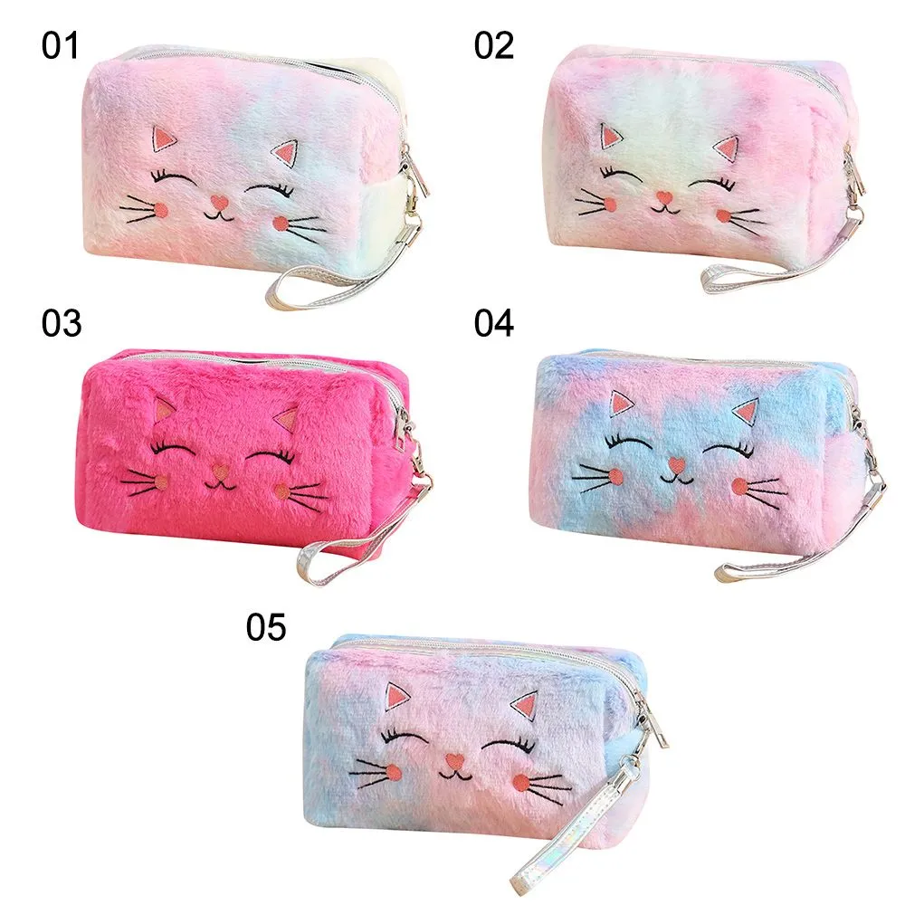 Cartoon Plüsch Katze Kosmetik Frauen Bunte Make-Up Tasche Tragbare Kulturtasche Reise Veranstalter Weibliche Beauty Case_voghion.com
