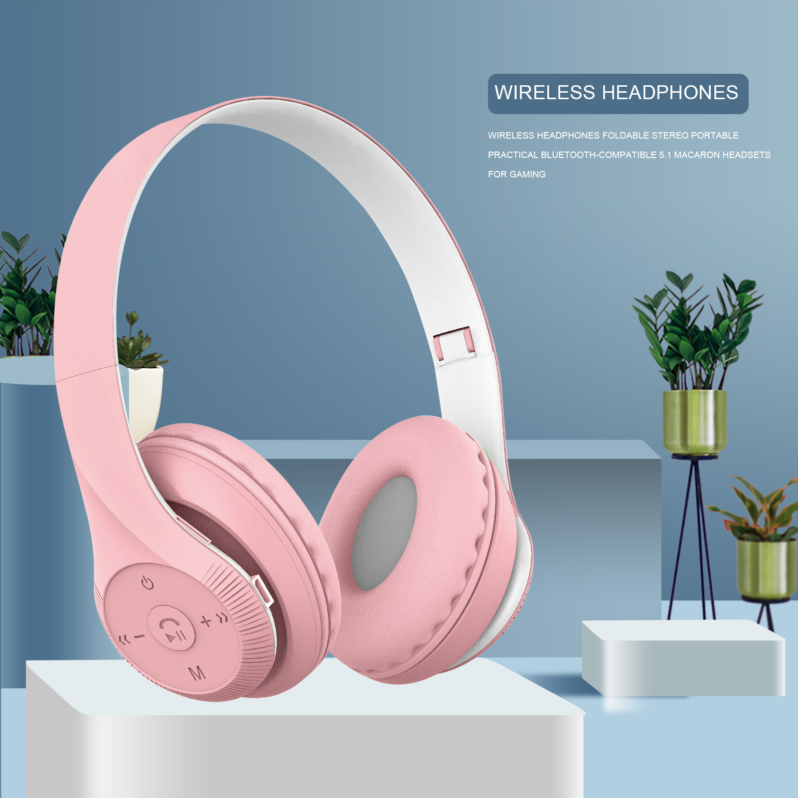 ST95 Casque sans fil Stéréo pliable Portable Pratique Bluetooth-compatible 5.1 Macaron Casques pour les jeux