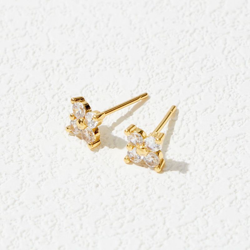 Light Style Zircon Lucky Four Leaf Clover Mini Exquisite Earrings Popular Jewelry_voghion.com