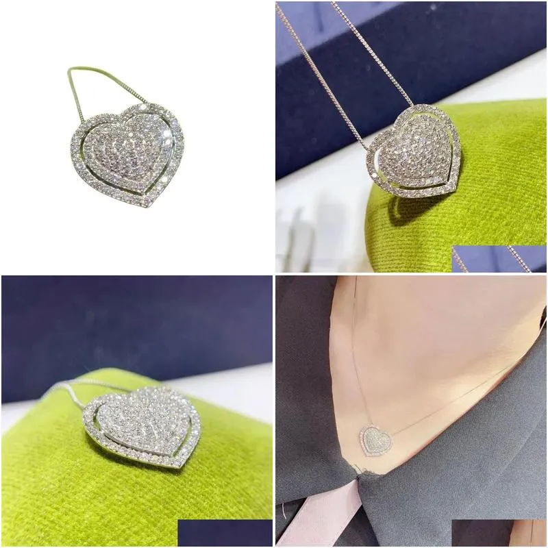 Anheng Halskjeder 2023 Håndlagde Hjerte Glitrende Smykker Sterling Sier Pave Hvit Safir Cz Diamant Edelstener Fest_voghion.com