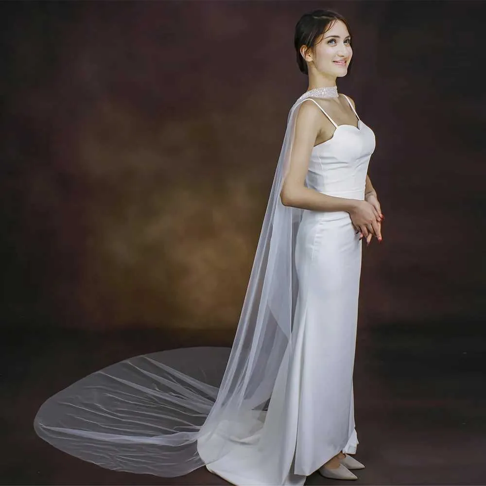 Haarsieraden Dames Lange Bolero Cape Sluier Bruidssjaals Jurk Zachte Tule Dekkingen Schouders Bruiloft Accessoires Voor Bruid_voghion.com