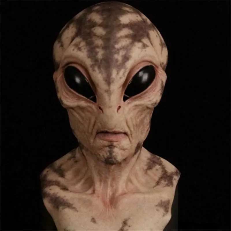 Masque d'Halloween en latex avec grands yeux horribles, OVNI, visage complet, effrayant, horreur, tête d'alien, masques pour adultes, accessoires de fête de monstre, cosplay_voghion.com