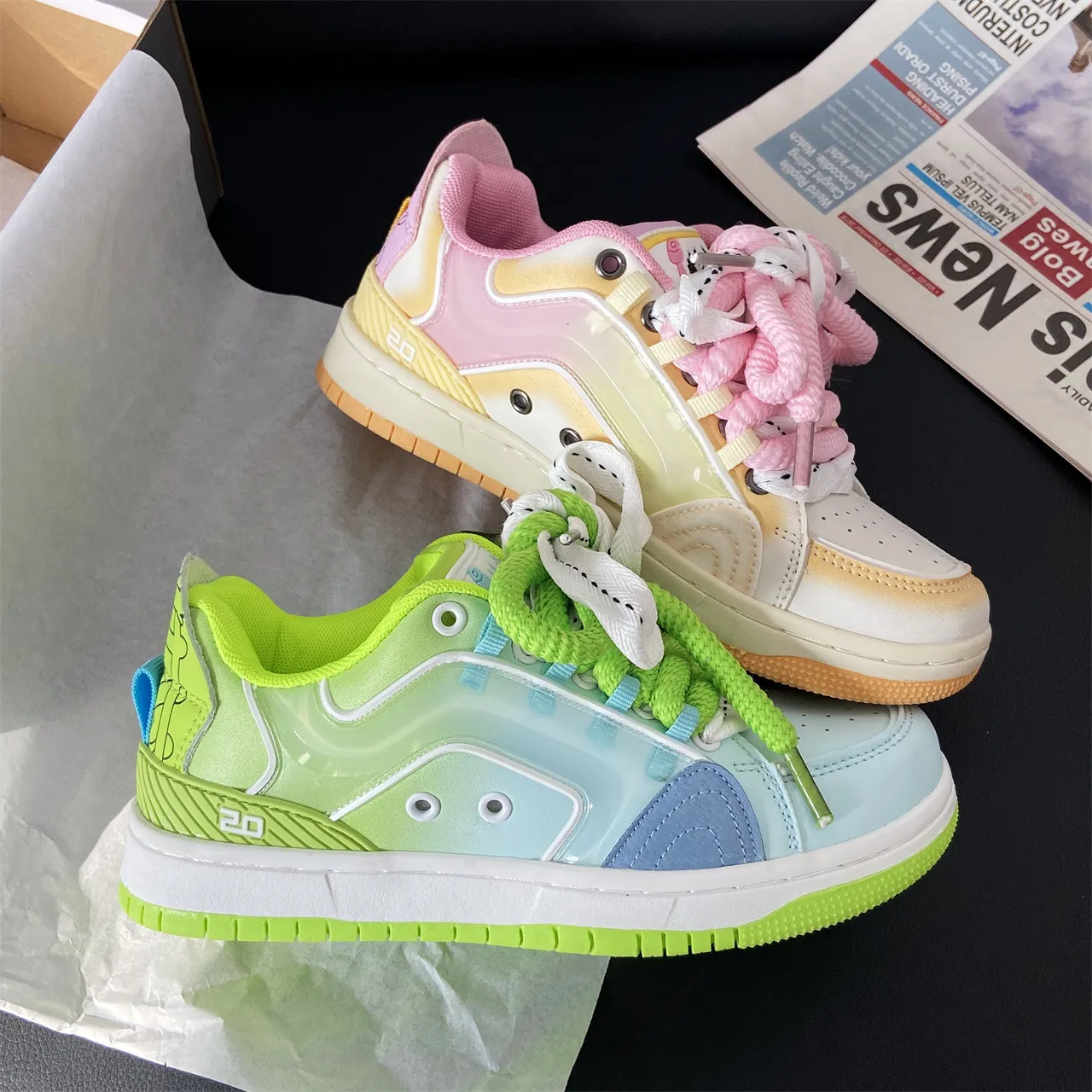 Versatile Flat Bottomed Casual Mandarin Duck Color Matching Sports Shoes With Mesh For Comfortable Breathable Fashion_voghion.com