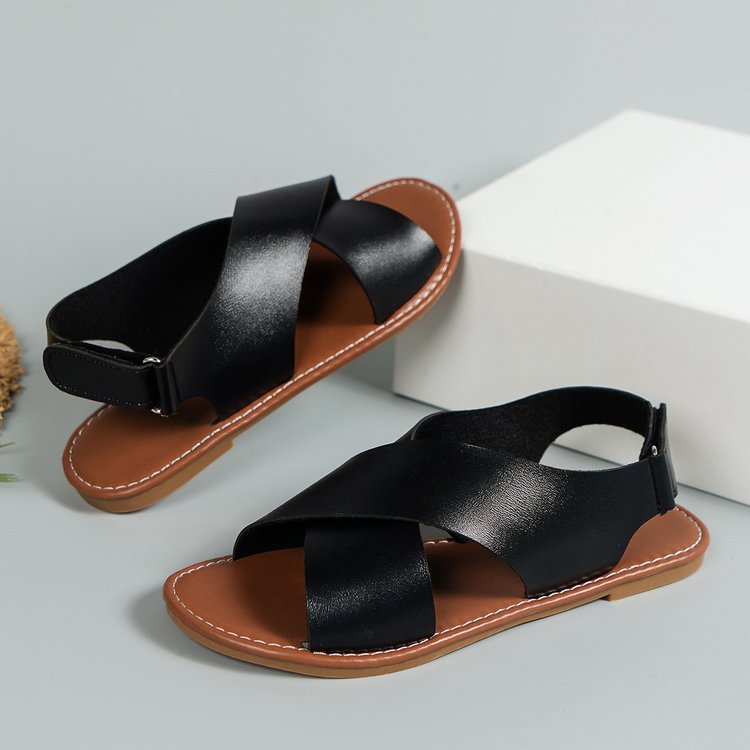 Ciabatte da spiaggia a punta aperta con fascia larga in stile retrò da donna_voghion.com