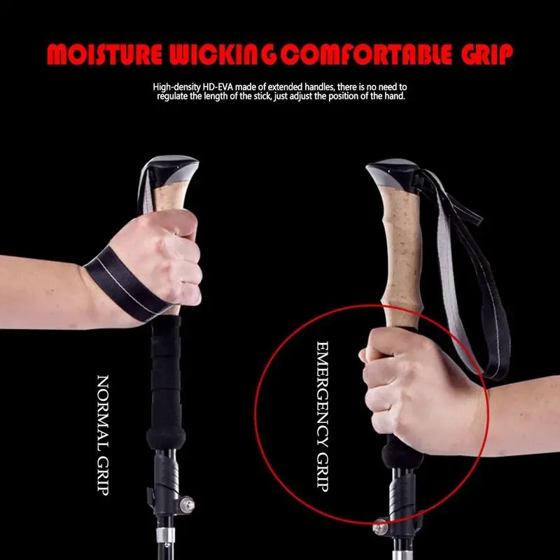 1PC Trekking Poles Walking Stic Alpenstock Telescc Ultralight Premium Carbon Adjustable with Quick Lock Hiking Cane_voghion.com