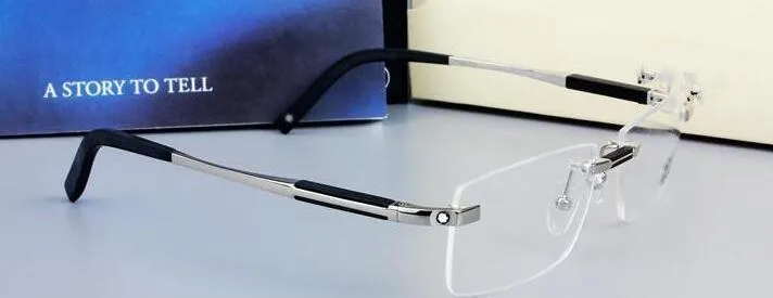 New Design Rimless Glasses Wide Spectacle Men Square Eyeglasses Frames 0349 Titanium Glasses Prescription Lens Optical_voghion.com
