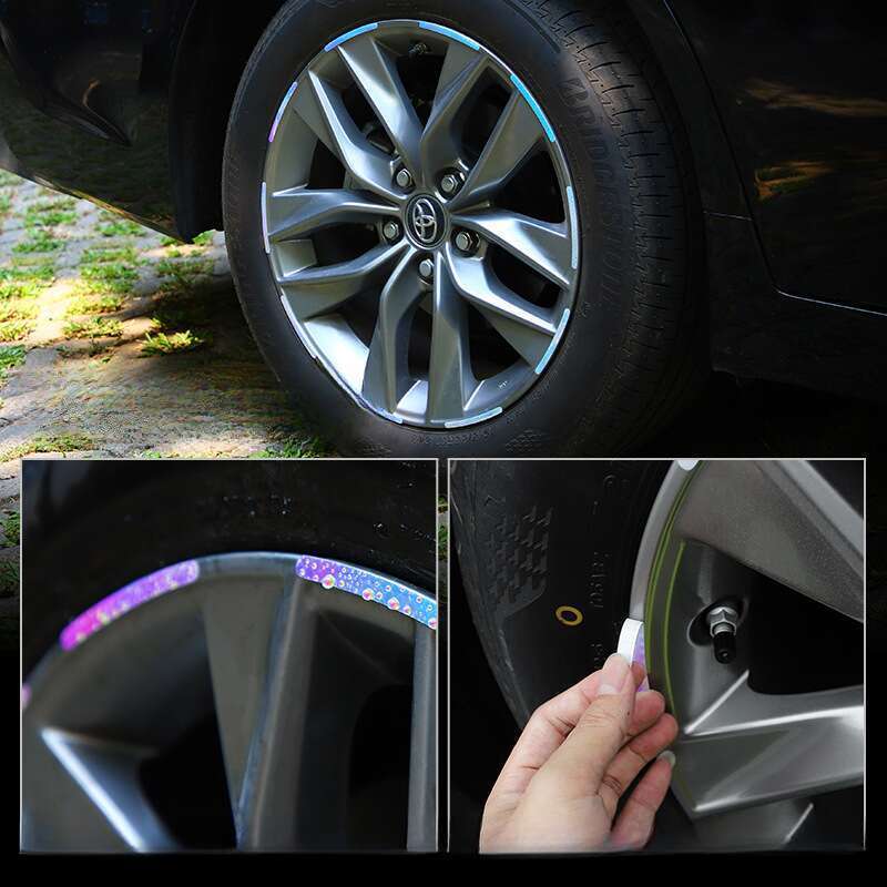 Autocolant anti-coliziune cu butuc roată auto, reflectorizant, cu șapte culori laser, luminos, cu creativitate personalizată, pentru motocicletă_voghion.com