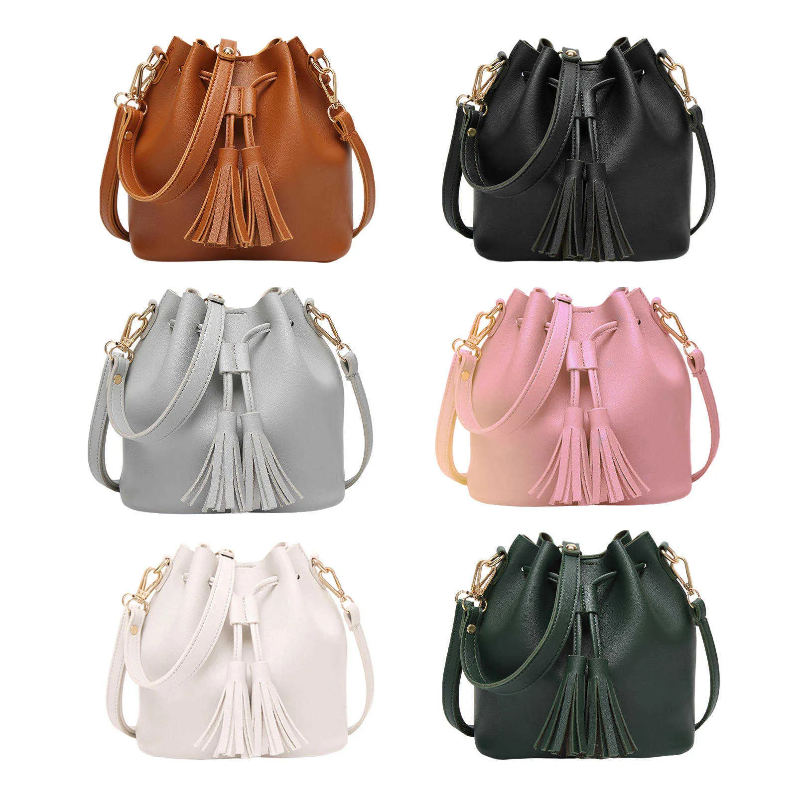 Womens Bucket Hobo Drstring Shoulder Ladies Handbags PU Leather Satchel 2 Way Bag for Winter FemaleC241104_voghion.com