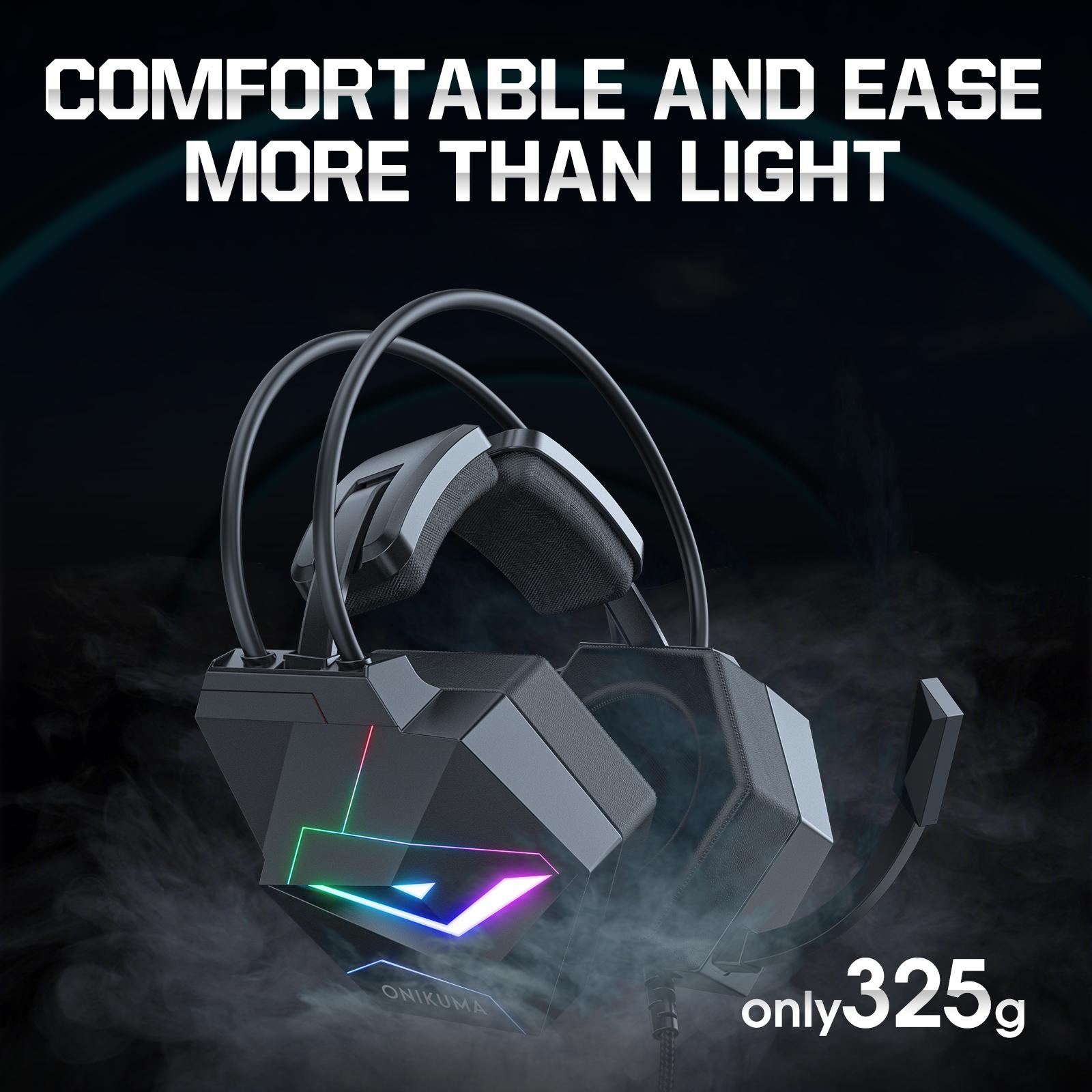 Cuffie da gioco dinamiche RGB ONIKUMA X20 con microfono Cuffie over-ear 7.1 Surround Sound Cuffie cablate per PC PS4 Laptop Tablet_voghion.com