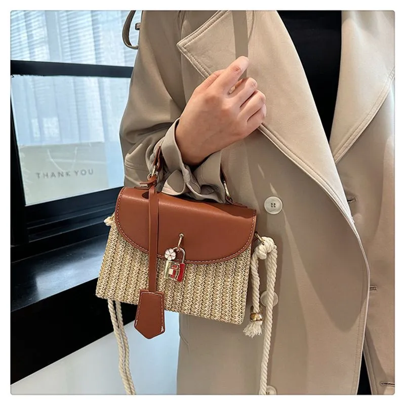 Woven Single Shoulder Crossbody Bag Premium Texture Small Square_voghion.com