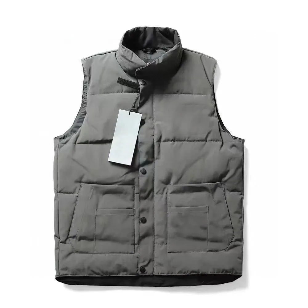 Gilet sans manches pour homme, veste de créateur, badge brodé, duvet, matériau rempli de plumes pour femme, graphite, gris, noir et blanc, bleu_voghion.com