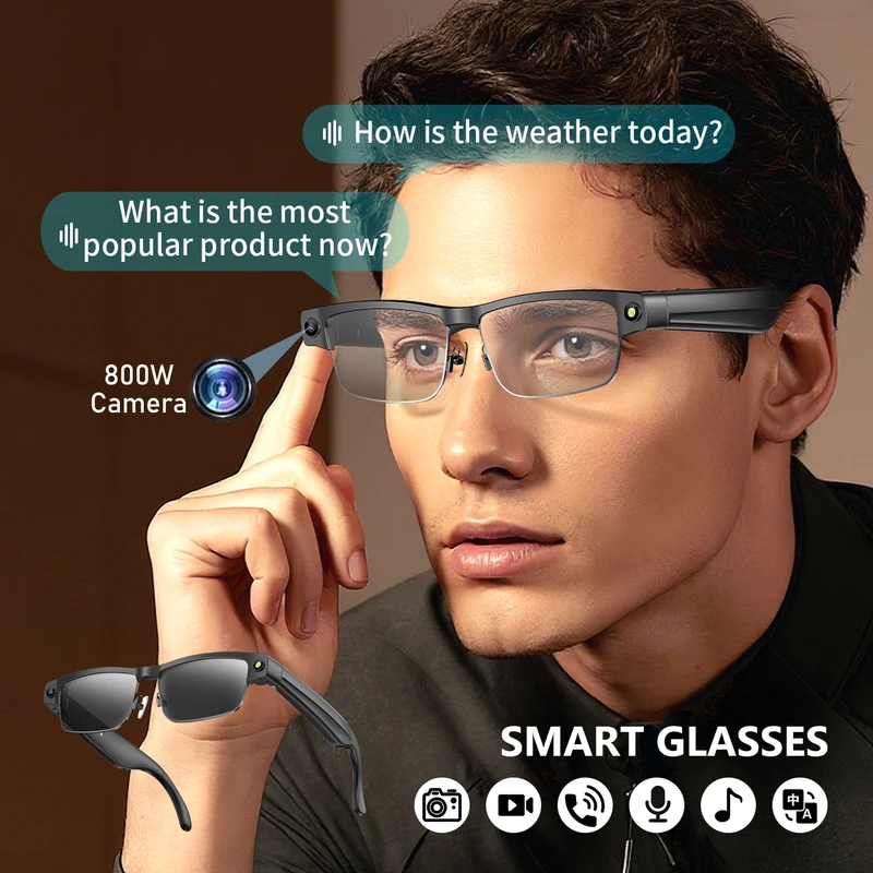 Camera Smart Glasses Photo Video Record BT Call Music Playback Smart Glasses Al Object Recognition Voice Assistant Sunglasses_voghion.com