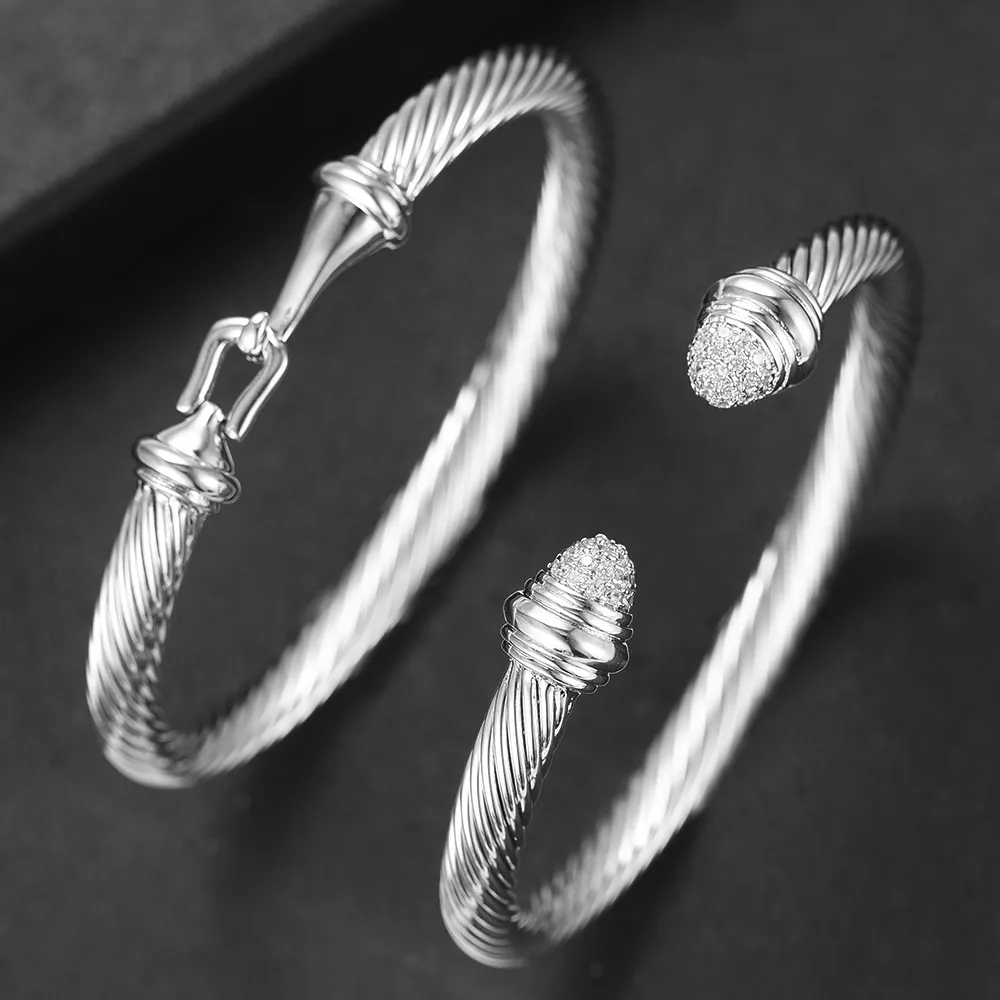DAVID Designer Jewelry Mans DY Bangle GODKI Trendy Empilhável Cuff Para Mulheres Pulseira Completa Cubic Zircon Cristal_voghion.com