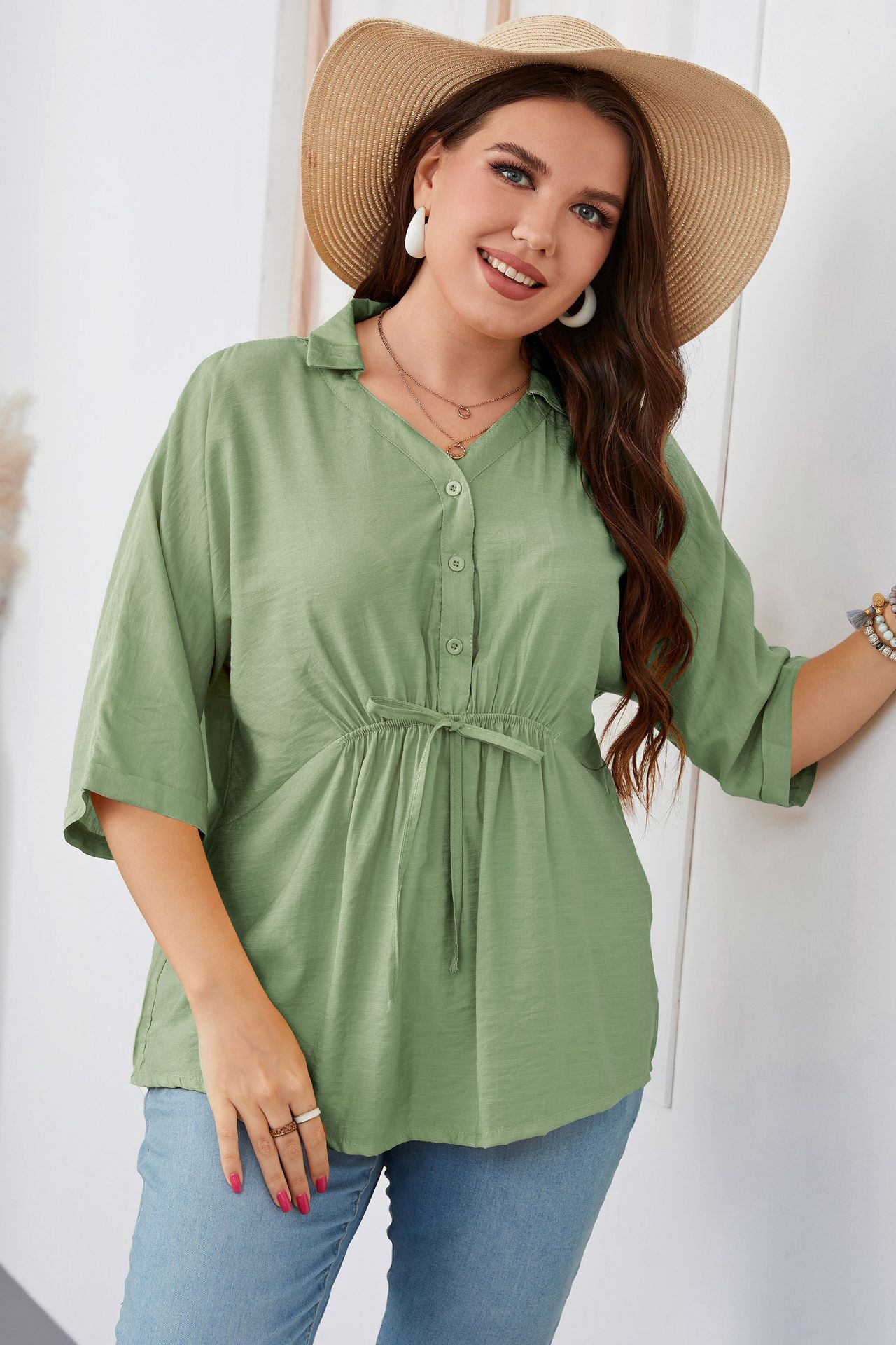 Women's Loose Large Size Short Sleeve Shirt Fat Girl Large Size Women's Clothing_voghion.com