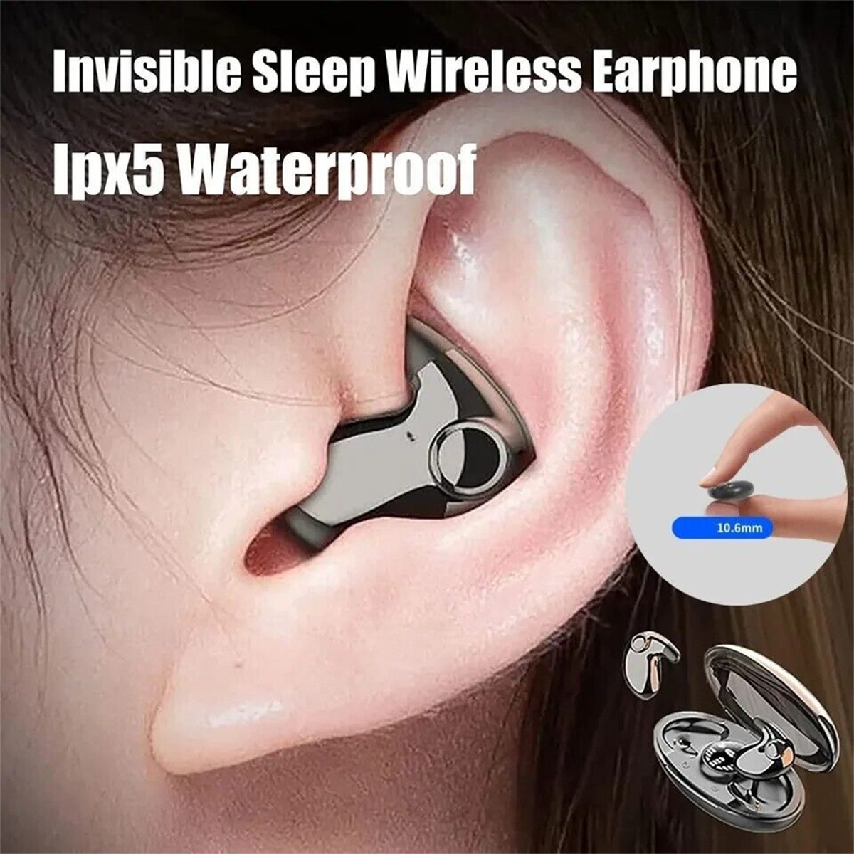Invisible Sleep Wireless Earbuds Bluetooth Headset TWS Waterproof Earphones_voghion.com