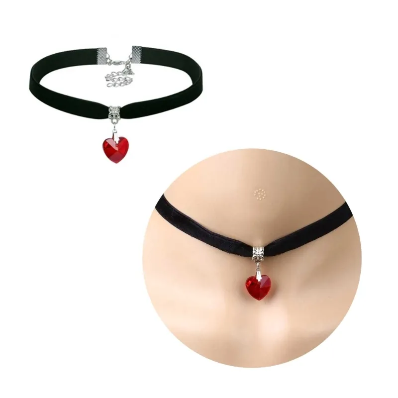 Kristall Herz Choker Halskette Damen Punk Statement Schmuck_voghion.com