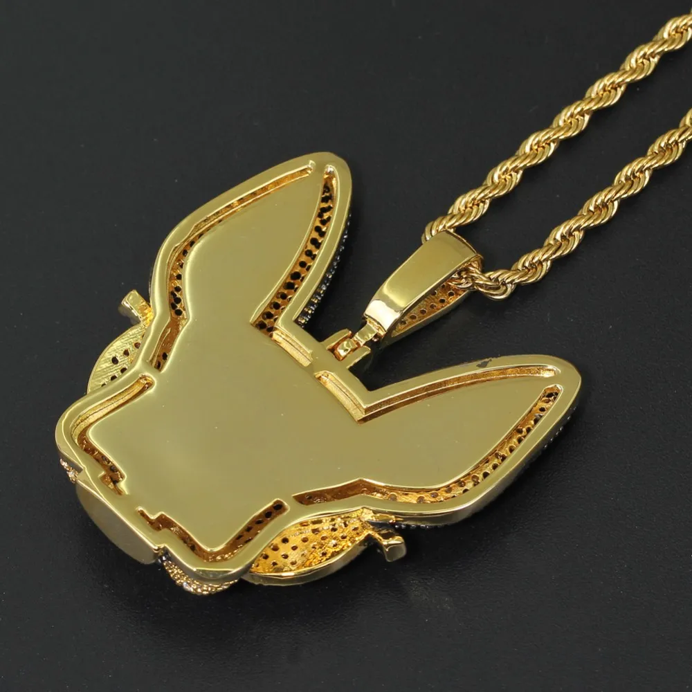 Colgante de latón con circonita cúbica grande y diseño de perro ingenioso con gafas, collar de estilo hip hop helado para hombres y mujeres, joyería de fiesta, regalo CN1371_voghion.com
