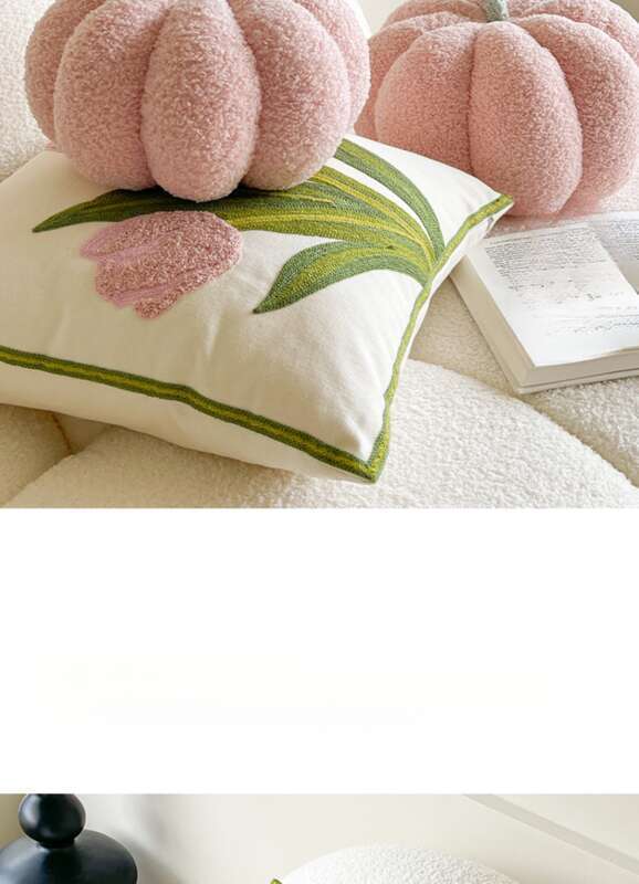 Tulip Scandinavian Instagram Style Cute Living Room Sofa Cushion Headrest Pillow Cushion Set_voghion.com