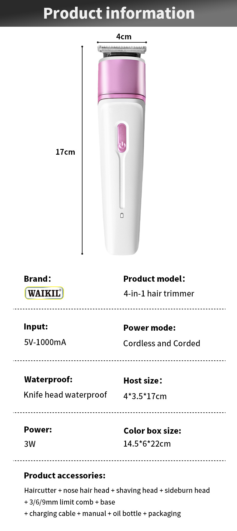  four-in-one multi-function hair trimmer trimmer portable home electric rechargeable hair clipper set_voghion.com