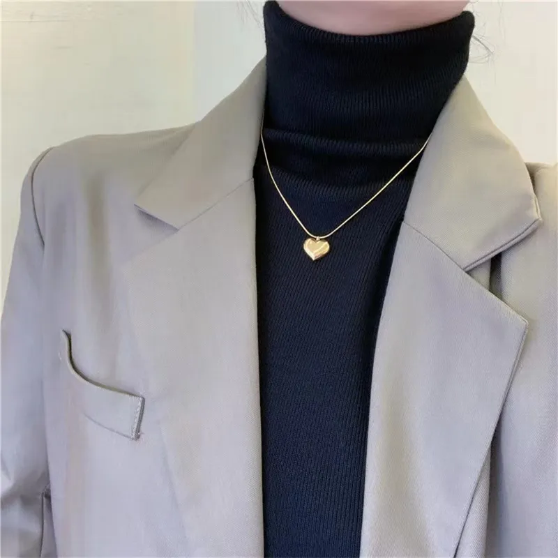 Colliers de mode en chaîne 2023 pour femme en acier inoxydable avec pendentif en forme de cœur et d'amour pour fille vierge, bijoux à maillons de chaîne couleur or_voghion.com