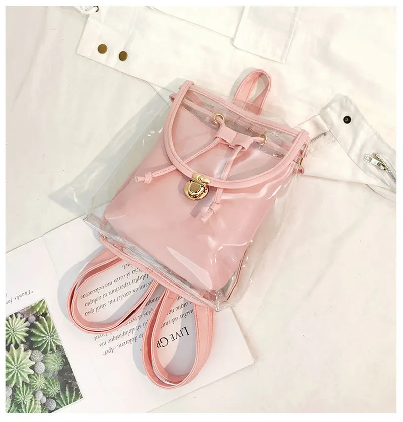 Mini moda donna PVC Designer Girl trasparente borsa trasparente zaino da viaggio in gelatina per borse a tracolla femminili da donna_voghion.com