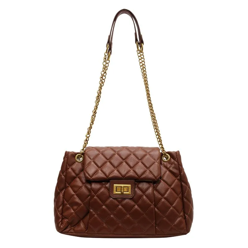 Chic Shoulder Bag For Women With Diamond Grid Design Large Capacity_voghion.com