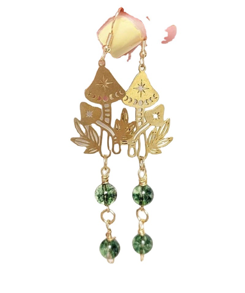 Gioielli e accessori Orecchini pendenti con perline di quarzo fantasma verde fungo_voghion.com