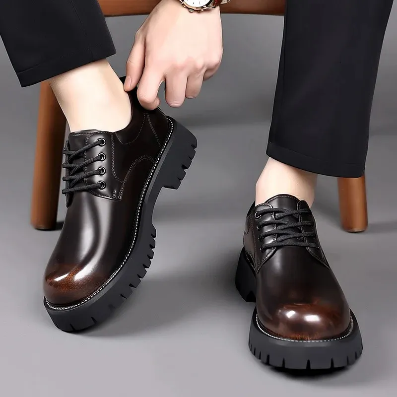 Lace Up Oxfords Men Leather Business Shoes Breathable Wedding_voghion.com